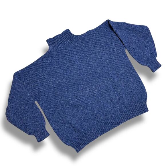 Vintage 70s 80s Newfoundland Handknit Wool Sweater Blue Antler Buttons Sz XL - Picture 2 of 7